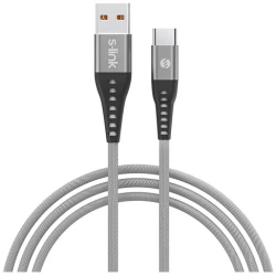 S-Link kábel - SL-STM60T (3A, 12W, Gyorstöltés, Type-C, 100cm adat+töltőkábel, szürke)