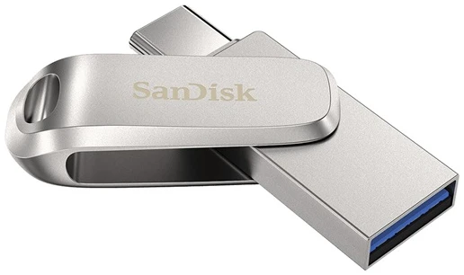 SanDisk Pendrive - 256GB Dual Drive Luxe (150MB/s, Type-C, USB 3.1 Gen 1, ezüst)