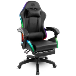 Spirit of Gamer szék - SIRIUS (RGB, állítható dőlés/magasság; kihajtható lábtartó; max.120kg-ig, fekete)