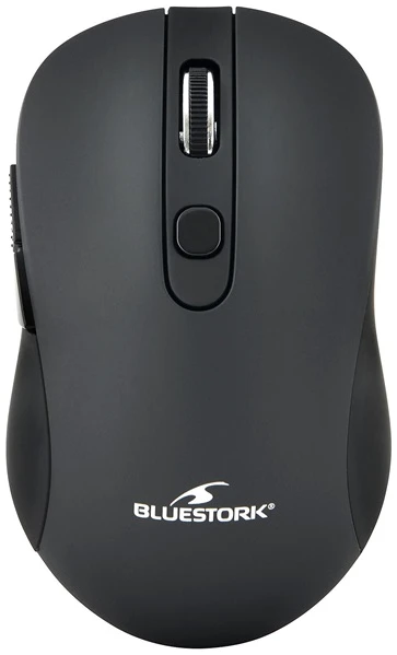 Bluestork Vezeték nélküli Egér - M-WL-OFF60-BLACK (1600 DPI, 6 gomb, optikai, fekete)