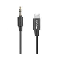 BOYA Kábel - BY-K1 (3,5 mm-es TRS apa - Lightning apa adapterkábel, 20cm)
