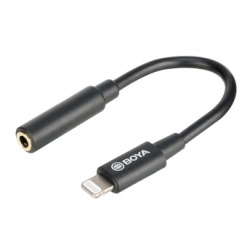 BOYA Kábel - BY-K3 (3,5 mm-es TRS anya - Lightning apa adapterkábel, 6cm)
