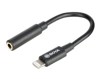BOYA Kábel - BY-K3 (3,5 mm-es TRS anya - Lightning apa adapterkábel, 6cm)