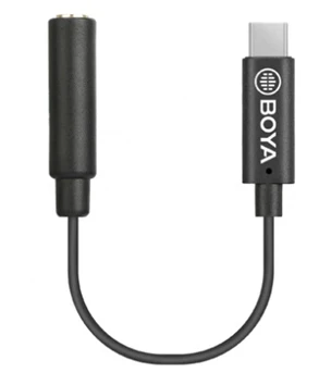 BOYA Kábel - BY-K4 (3,5 mm-es TRS anya - USB-C apa adapterkábel, 6cm)
