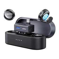 BOYA Mikrofon - BOYALINK 3-02 (Vezeték nélküli, zajszűrés, fekete, USB-C, 3,5mm)