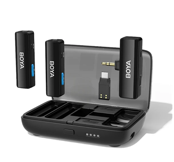 BOYA Mikrofon - BOYALINK V2.0 C2 (Vezeték nélküli, zajszűrés, fekete, USB-C)