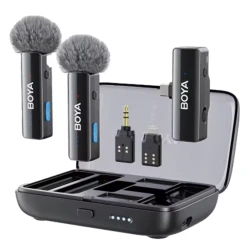 BOYA Mikrofon - BOYALINK V2.0 (Vezeték nélküli, zajszűrés, fekete, Lightning, USB-C)