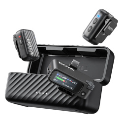 BOYA Mikrofon - BOYAMIC 2-02 (Vezeték nélküli, zajszűrés, fekete, USB-C, 3,5mm)
