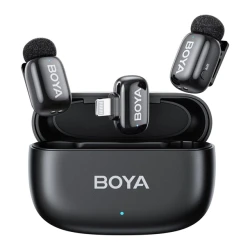 BOYA Mikrofon - mini 2-03 (Vezeték nélküli, AI zajszűrő, fekete, 2TX+1RX, Lightning)
