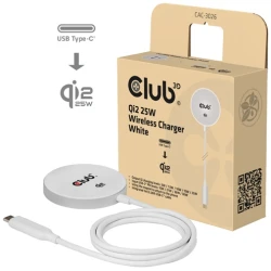 Club 3D Vezeték nélküli töltő - CAC-3026 (Qi2 25W Wireless, 1m, fehér)