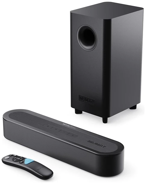 Majority Hangszóró Soundbar - Bowfell Axis 2.1 Atmos (200W, BT 5.0, HDMI ARC, AUX, USB, Optikai, Távírányító, Mélynyomó)