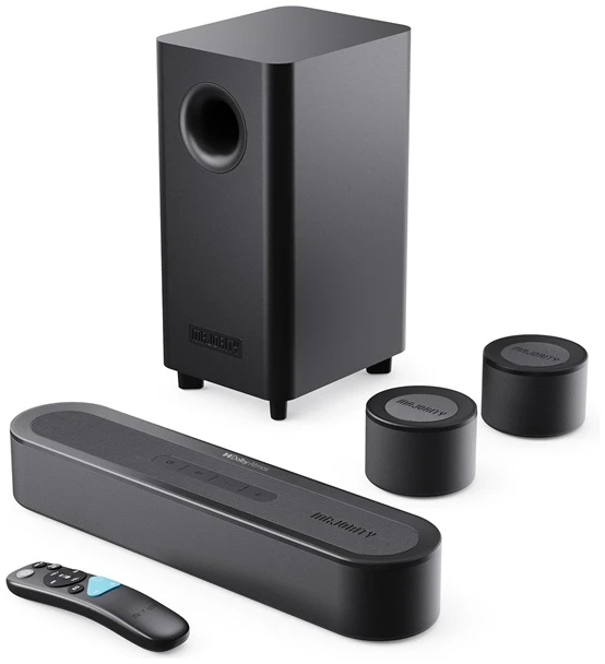 Majority Hangszóró Soundbar - Bowfell Halo 5.1 Atmos (300W, BT 5.3, HDMI ARC, AUX, USB, Optikai, Távírányító, Mélynyomó)