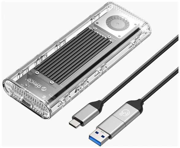 Orico Külső M.2 ház - TCM2-G20-BK (USB-A -> M.2 NVMe(M-key; B&M Key), Max.: 8TB, 20 Gbps, fekete)