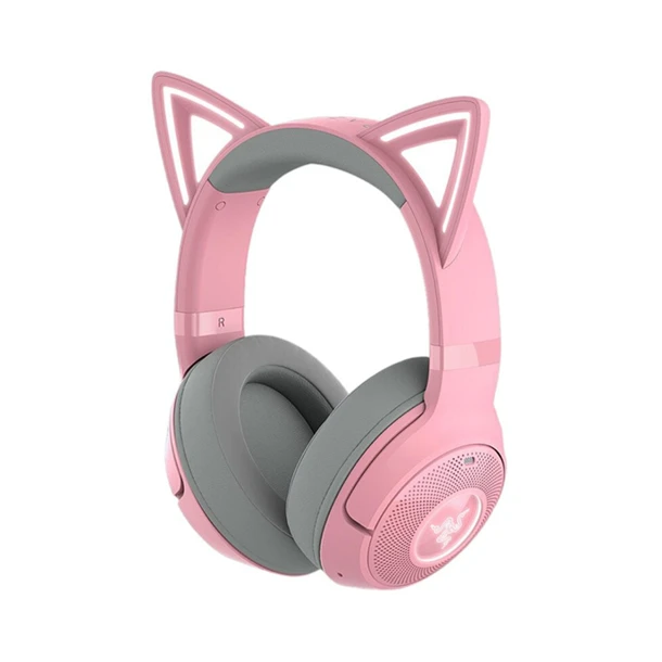Razer Fejhallgató - Kraken Kitty V2 BT Quartz Ed. (Bluetooth, mikrofon, hangerőszabályzó, rózsaszín)