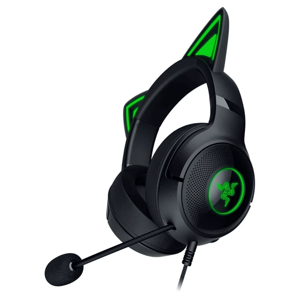 Razer Fejhallgató - Kraken Kitty V2 (USB, mikrofon, hangerőszabályzó, 2m kábel, fekete)