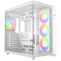 ID-Cooling Számítógépház - VIEW 510 ARGB WH (ablakos, 4x12cm A-RGB, BTF, ATX, USB3.0, 1xUSB-C, fehér)