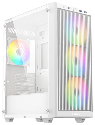 ID-Cooling Számítógépház - WARE 300 ARGB WH (ablakos, 4x12cm A-RGB, mATX, USB3.0, 1xUSB2.0, fehér)