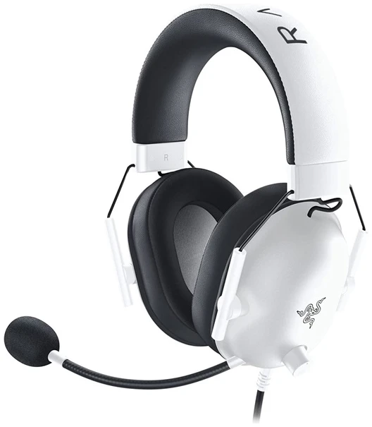 Razer Fejhallgató - Blackshark V2 X White (3,5mm Jack, mikrofon, hangerőszabályzó, 1,3m kábel, fehér)