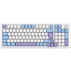 The G-Lab Vezeték nélküli Gamer Billentyűzet - KEYZ ELITE 400 WB/US (RGB, 2,4Ghz+BT+Wired, 1000Hz, USB, fehér-kék angol)