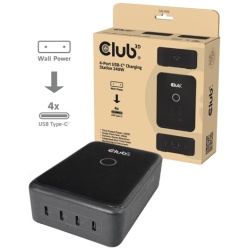 Club 3D Hálózati Adapter - CAC-1933 (240W GaN, 4x USB-C, PD3.1, PPS + LED kijelző)