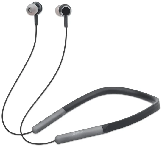 Manhattan Fülhallgató -  Bluetooth 5.0 + EDR vezetéknélküli, mikrofon, hangerőszabályzó, neckband, Fekete