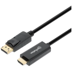 Manhattan Kábel - DisplayPort to HDMI ( DisplayPort 1.1 - HDMI 1.2, 1080p, 1m, Fekete)