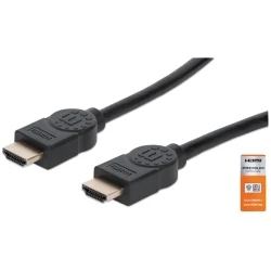 Manhattan Kábel - HDMI to HDMI (ARC, HEC, 4K@60Hz, HDR, 1m, aranyozott, Fekete)