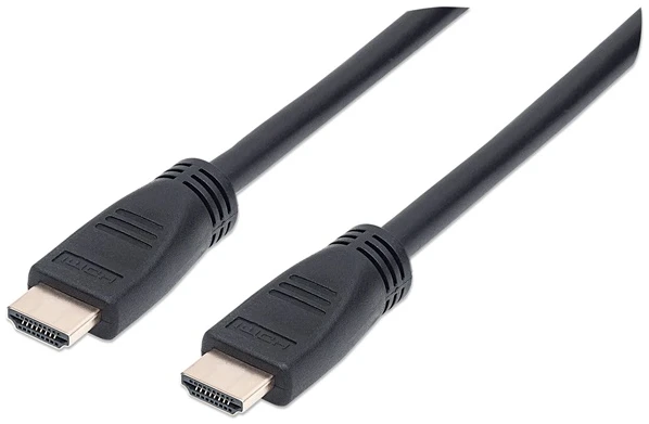 Manhattan Kábel - HDMI to HDMI (Ethernet HEC, ARC, 3D, 4K@60Hz, fali kábel, Shielded,  5m, Fekete)