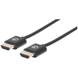 Manhattan Kábel - HDMI to HDMI szuper keskeny (Ethernet HEC, ARC, 3D, 4K@60Hz, fali kábel, Shielded, 0.5m, Fekete)