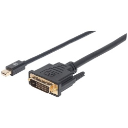 Manhattan Kábel - Mini DisplayPort 1.2a to DVI kábel (Mini DisplayPort 1.2a Male to DVI-D 24+1 Male, 1.8 m, Fekete)
