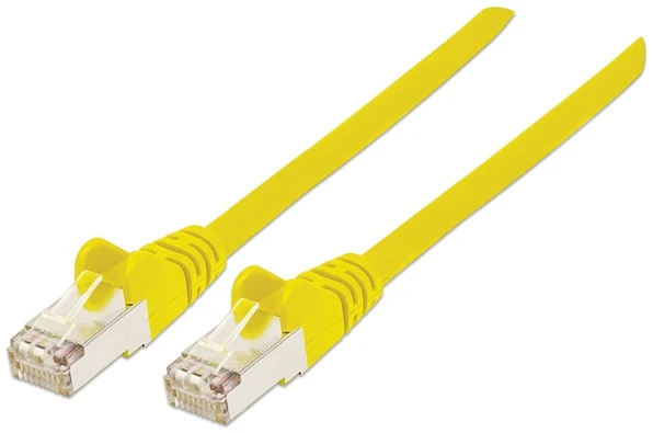 Manhattan Kábel - S/FTP Patch (RJ45 to RJ45, Cat7 kábel Cat6A moduláris csatlakozóval, 0.25m, sárga, réz)
