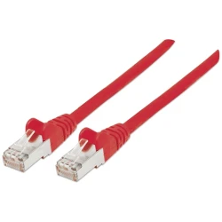 Manhattan Kábel - S/FTP Patch (RJ45 to RJ45, Cat7 kábel Cat6A moduláris csatlakozóval, 0.5m, piros, réz)