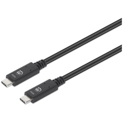 Manhattan Kábel - USB-A Male to USB-C Male, 1m, 100W/5A, 4K@60Hz, Fekete