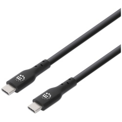 Manhattan Kábel - USB-C Male to USB-C Male kábel, 1m, 60W/3A, Fekete