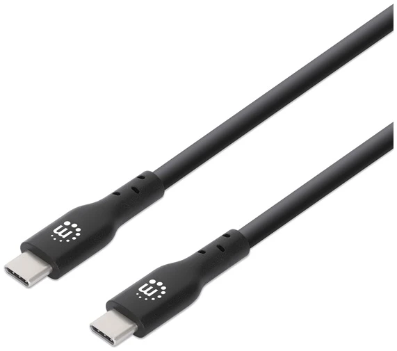 Manhattan Kábel - USB-C Male to USB-C Male kábel, 2m, 100W/5A, Fekete
