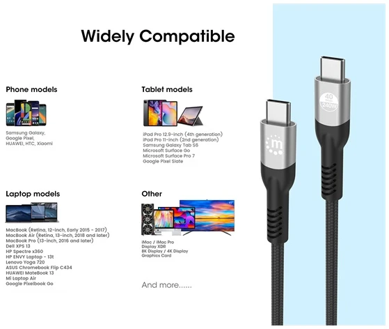Manhattan Kábel - USB-C Male to USB-C Male kábel, 2m, PD3.1, 8K@60Hz, 240W/5A, Fekete 1 Manhattan Kábel - USB-C Male to USB-C Male kábel, 2m, PD3.1, 8K@60Hz, 240W/5A, Fekete