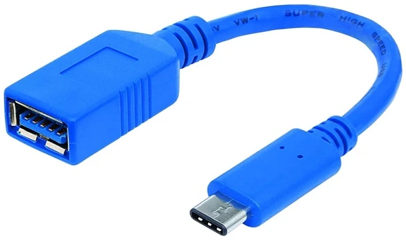 Manhattan Kábel - USB-C átalakító Type-C Male to Type-A Female, 15cm, Kék