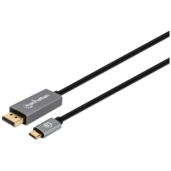 Manhattan Kábel - USB-C to DisplayPort 1.4 kábel (aranyozott, 4K@120Hz, 2m, Fekete)