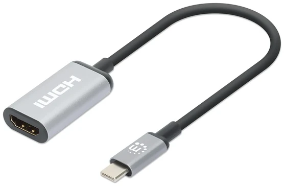 Manhattan Kábel átalakító - 4K@60Hz USB-C to HDMI Adapter, Active, Aluminum, Ezüst