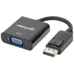 Manhattan Kábel átalakító - DisplayPort to VGA Converter Cable, 15 cm, Active