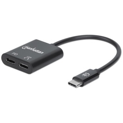 Manhattan Kábel átalakító - USB-C Audio Adapter, USB-C Male to USB-C Audio and USB-C