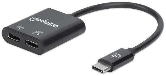 Manhattan Kábel átalakító - USB-C Audio Adapter, USB-C Male to USB-C Audio and USB-C