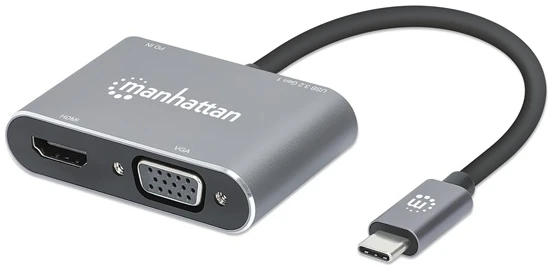 Manhattan Kábel átalakító - USB-C to HDMI & VGA 4-in-1 (HDMI, VGA USB-A, USB-C PD (87 W)) 1 Manhattan Kábel átalakító - USB-C to HDMI & VGA 4-in-1 (HDMI, VGA USB-A, USB-C PD (87 W))