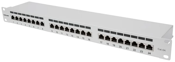 Manhattan Patch panel - CAT6A FTP árnyékolt patch panel, 24 portos, 1U,  Szürke