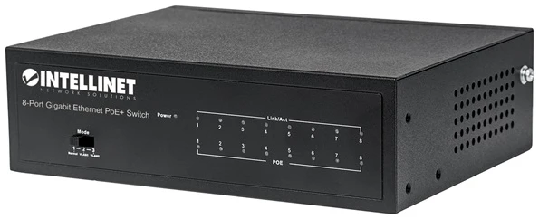Manhattan Switch PoE - 8 port, 8db 1Gbps PoE+, rack, 802.3at/af, 60W