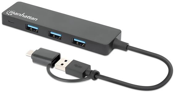 Manhattan USB HUB - 4db USB 3.0 Type-C / Type-A Combo Hub, USB-C Male és USB-A Male to 4 db USB-A Females, Fekete 1 Manhattan USB HUB - 4db USB 3.0 Type-C / Type-A Combo Hub, USB-C Male és USB-A Male to 4 db USB-A Females, Fekete