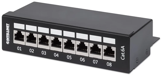 Manhattan asztali patch panel - CAT6A FTP árnyékolt patch panel, 8 portos, Fekete