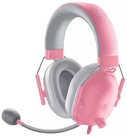 Razer Fejhallgató - Blackshark V2 X Pink (3,5mm Jack, mikrofon, hangerőszabályzó, 1,3m kábel, rózsaszín)