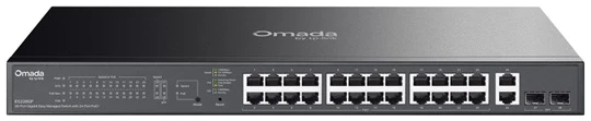 TP-Link Switch Menedzselhető PoE - ES228GP (Omada; 28x 1Gbps; 24x af/at PoE+ port; 2x SFP port; 250W)