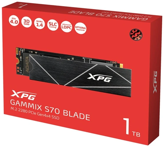 ADATA SSD - 1TB XPG GAMMIX S70 BLADE (3D, M.2 PCIe Gen 4x4, r:7400 MB/s, w:5500 MB/s, PS5 Ready)